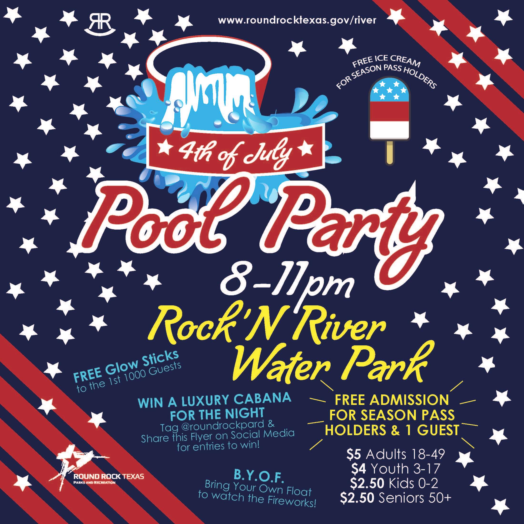 July 4th Pool Party at Rock'N River Waterpark City of Round Rock