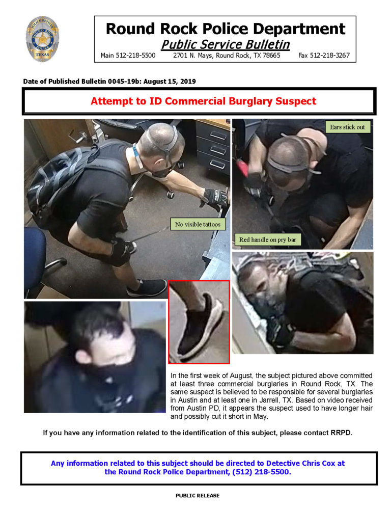 Round Rock Police Assist In Arrest Of Burglary Suspect City Of Round Rock