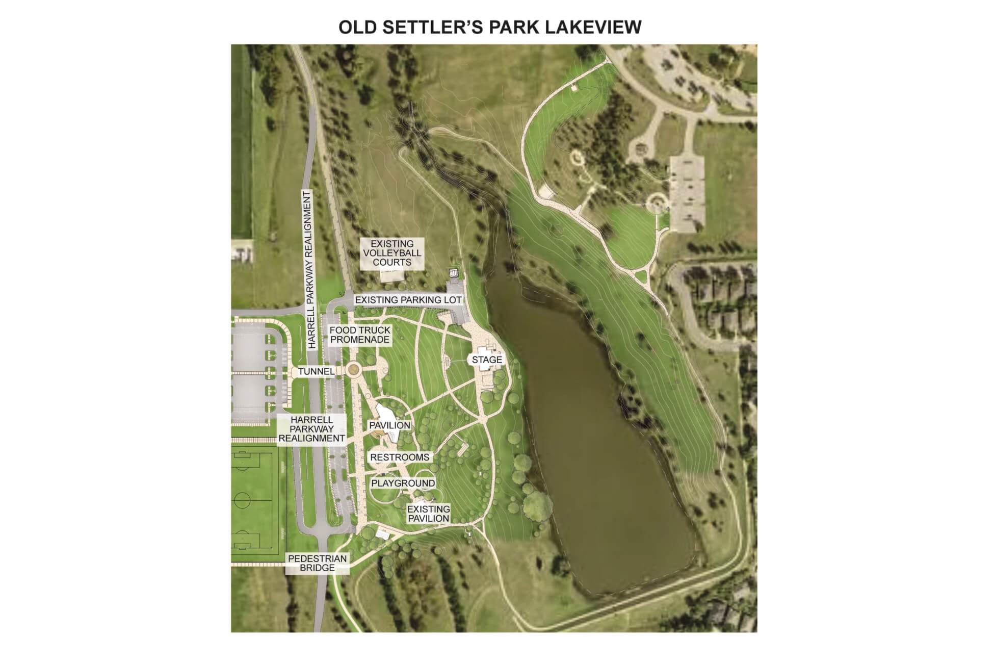 Overall plan view of the future construction at the Lakeview Pavilion Area