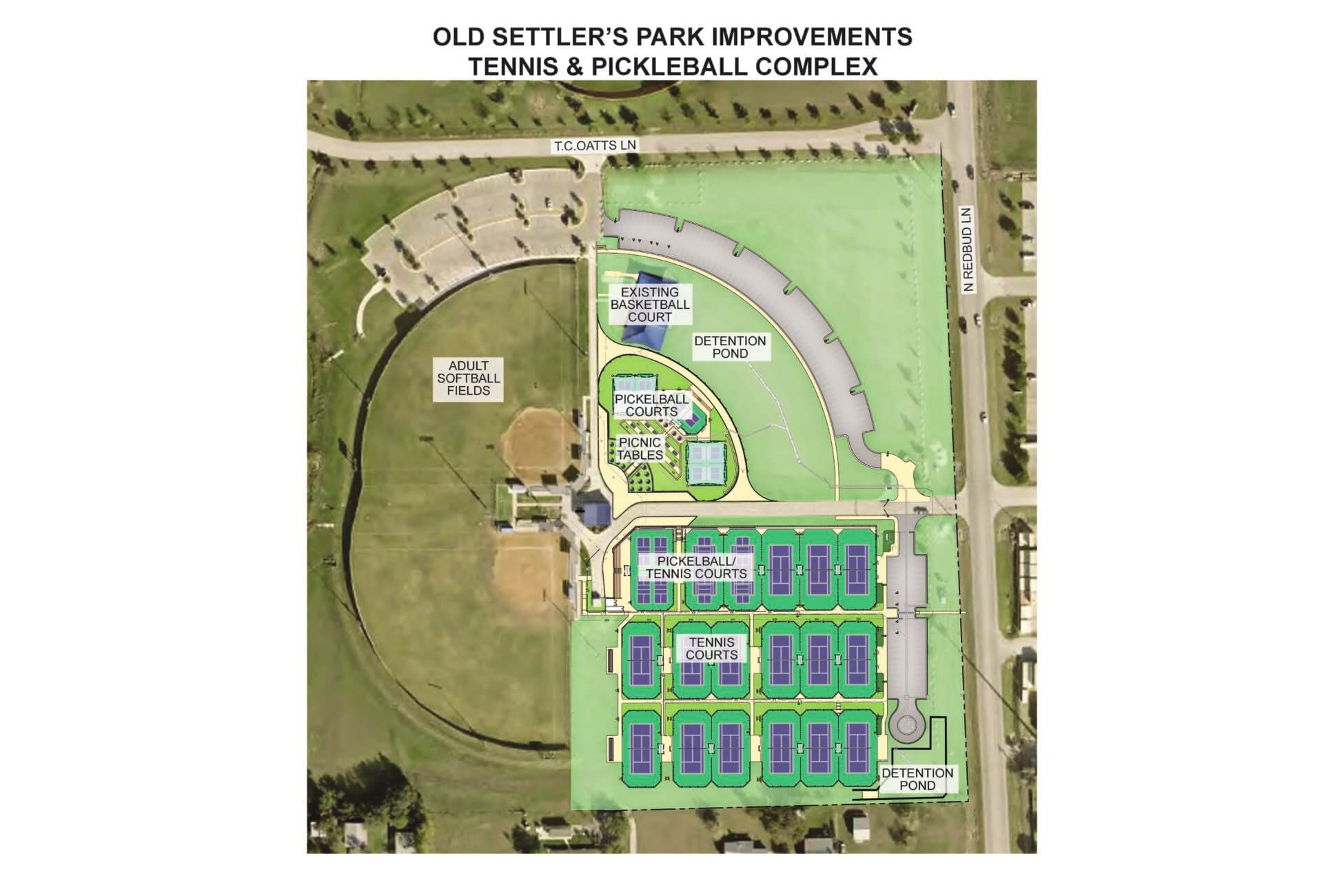 Conceptual layout for the tennis and pickleball complex