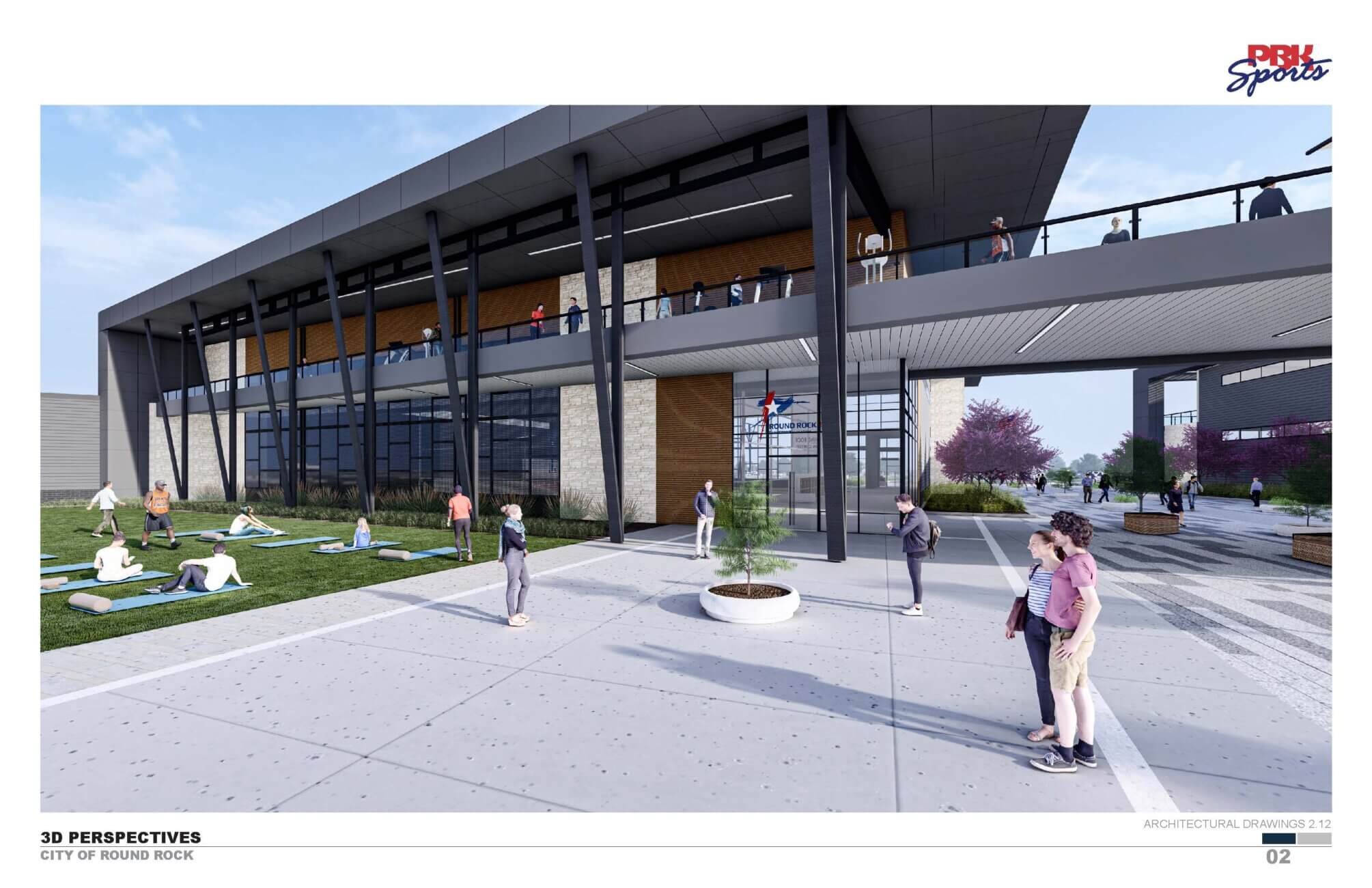 Conceptual rendering of the back of the Old Settlers Park Recreation Center