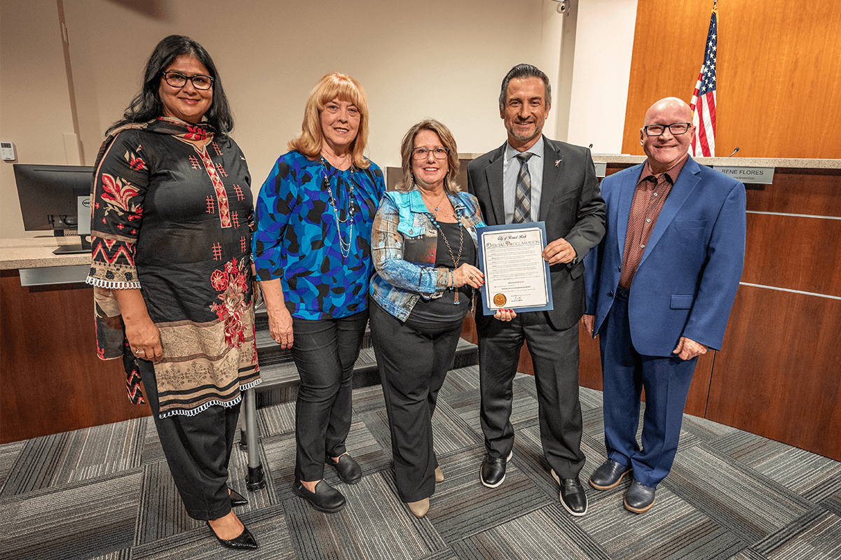 Members of the Historic Preservation Commission accept a proclamation from Mayor Craig Morgan recognizing October 14, 2024 as Indigenous Peoples' Day and October 2024 as Native American Heritage Month.